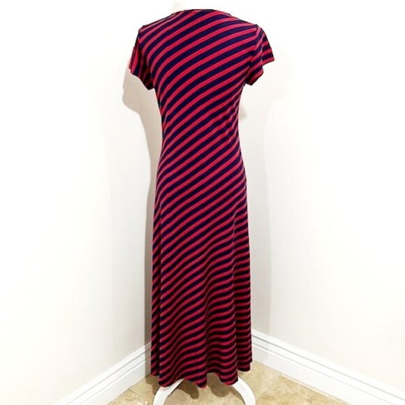 Vineyard Vines Striped Weekend Maxi Dress Navy Blue Red Size M - Picture 3 of 6